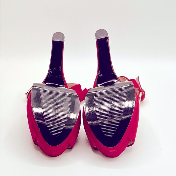 SALI Hand Made Pink Suede 5” Peeptoe 1.5” Platform Pumps Never Worn Size 37 - Picture 7 of 7